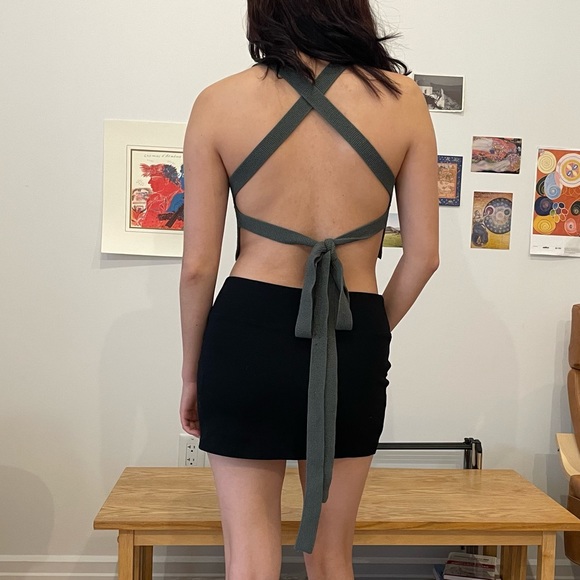 Aritzia Cayenne Knit Crop Top in Sage - Picture 6 of 6